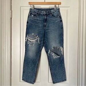 American Eagle Outfitters CURVY MOM Blue Distressed Jeans | size 6 regular